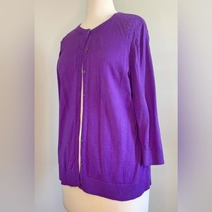 Christopher and Banks 100% cotton, light weight cardigan, Size L, Purple.